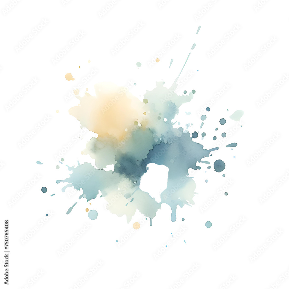 Obraz premium watercolor splash in pink and gold on a gray background. The loose brushstrokes create a sense of movement. The soft colors and gold accent make it elegant.