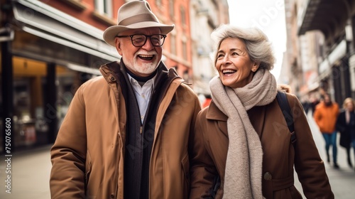 senior couple is seen enjoying their city tour,
