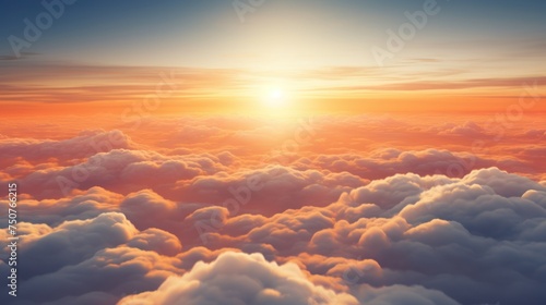  beautiful sunset clouds with sun shining through fog,