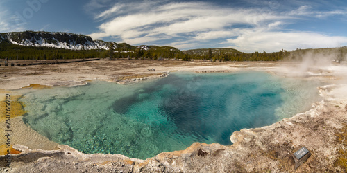 Sapphire pool with stunning turquoise hues in Yellowstone