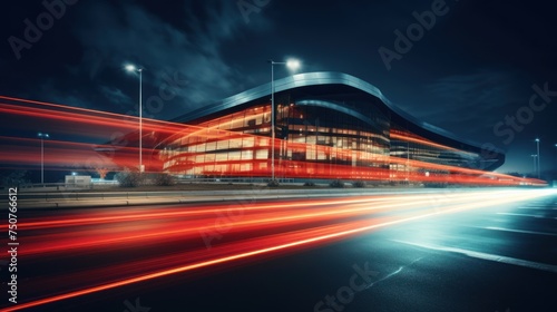 Landscape background big city at night,architecture and car speed on the road,  © CStock