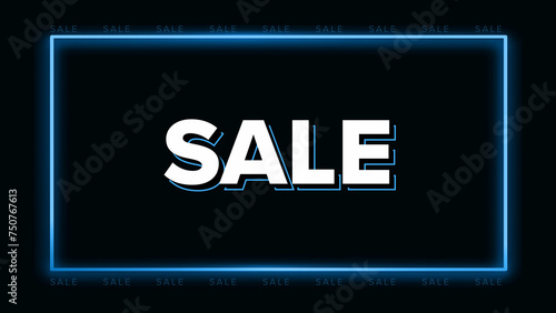 Blue neon boarder with SALE text for website banner, Blue Neon lines digital background, Blue Neon social media banner, Blue Neon lines SALE text website banner and has space for writing 