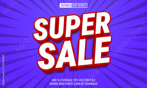 Editable 3d text style effect - Super Sale text effect Template