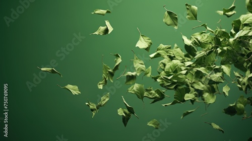  dry leaves falling on green screen 