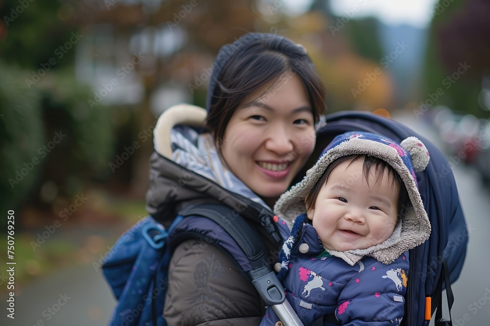 Multicultural family enjoying a playful and loving moment in an autumn ...