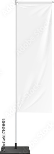 Realistic beach flag, banner stand, isolated 3d vector blank mockup for events and promotions. Lightweight, portable design for easy setup. Creative display to attract attention and convey messages