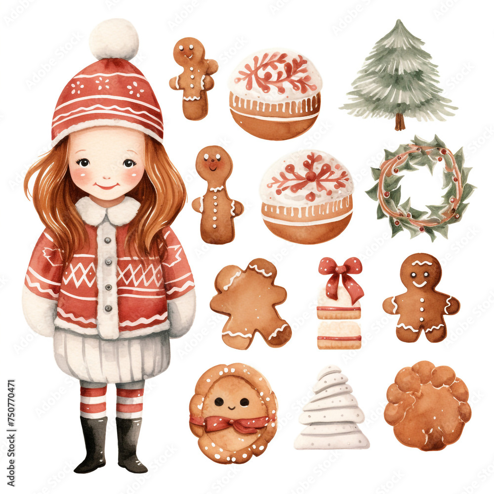 christmas cookies and candies in scandinavian boho style, cartoon, kids illustration сreated with Generative Ai christmas cookies and candies in scandinavian boho style, cartoon, kids illustration сreated with Generative Ai