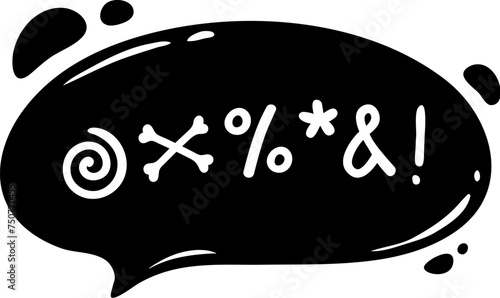 Comic swear speech bubble, hate angry talk, aggressive expletive curse. Isolated vector black cloud with expressive symbols, conveying strong language with impact, adds emphasis and humor dialogue