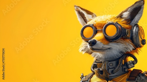 Fox in Goggles and Suit with Futuristic Style