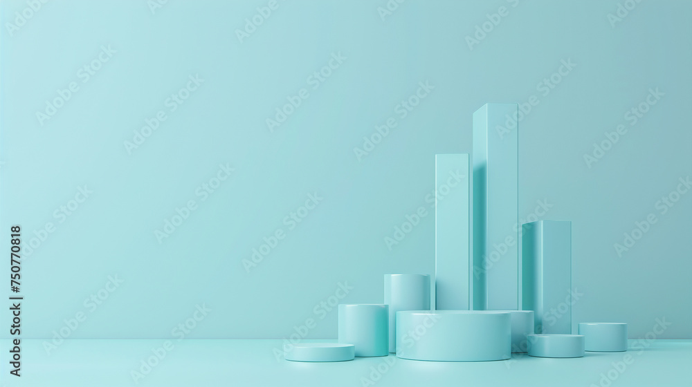 Abstract 3D Growth Bars on a Blue Background Abstract 3D Growth Bars on a Blue Background