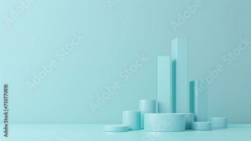 Abstract 3D Growth Bars on a Blue Background