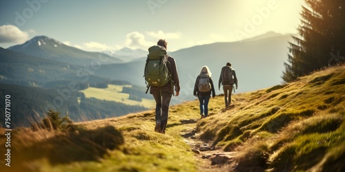 Embracing the Beauty of Nature: People Hiking and Enjoying the Outdoors. Concept Nature Photography, Outdoor Activities, Hiking Adventures, Wilderness Exploration, Outdoor Lifestyle