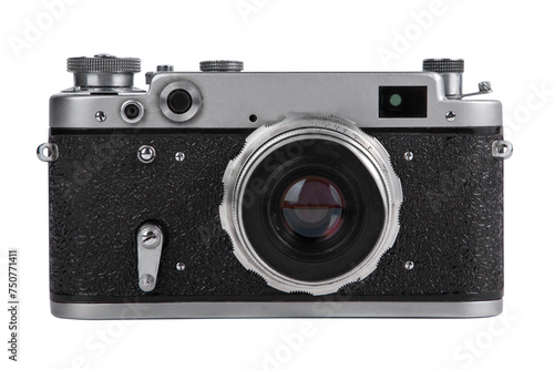 vintage photo camera on a white background.