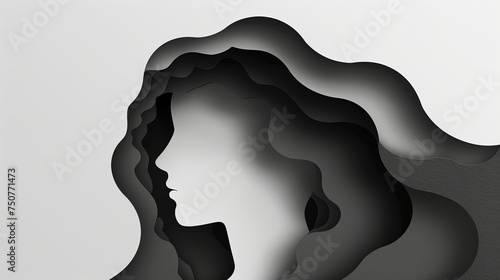Papercut head, adult bipolar disorder concept. Mental health problems, psychology, mental illness