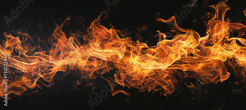 Vibrant Fire Flames on a Black Background Illustration