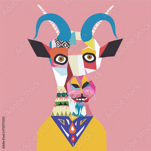 Stylized goat. Illustration in minimalistic style
