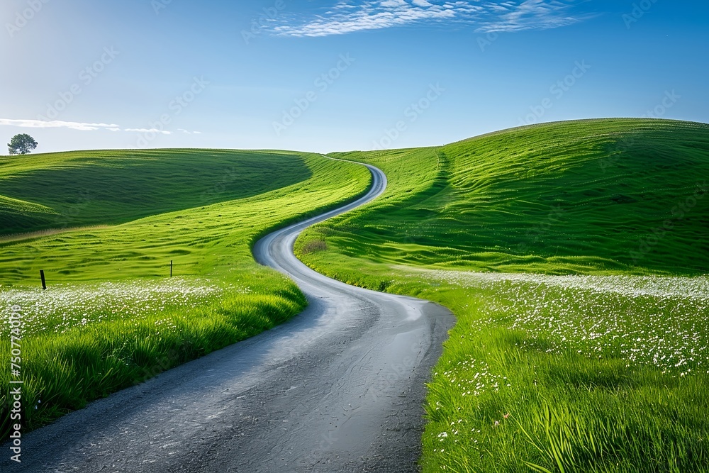 Naklejka premium Grüne Route: Entdeckungsreise auf dem Hügelweg