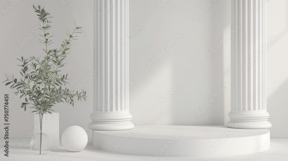 roman luxury greek white ancient, display product, Podium platform 