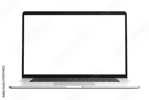 Laptop computer with blank screen isolated on transparent background Remove png, Clipping Path, pen tool photo