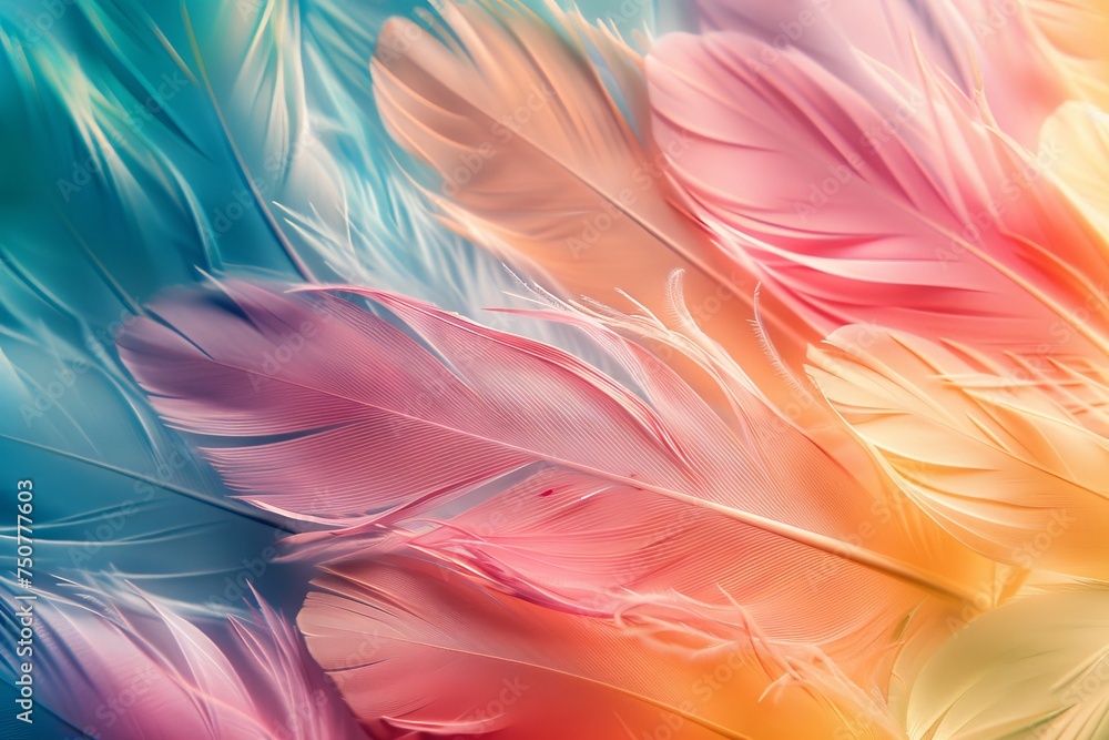 Vibrant Multi-Colored Feather Close-Up Vibrant Multi-Colored Feather Close-Up