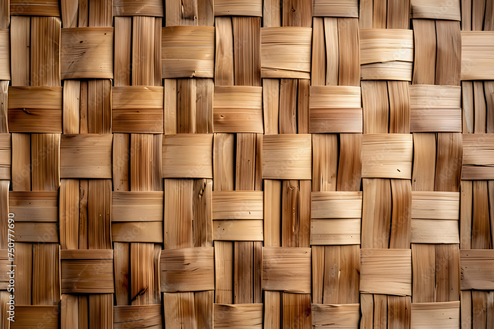 Flat full-frame seamless texture of wicker bamboo wall. Neural network generated image. Not based on any actual scene or pattern. Flat full-frame seamless texture of wicker bamboo wall. Neural network generated image. Not based on any actual scene or pattern.