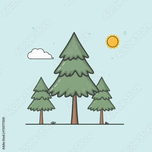 Different type of vector pine tree design vector illustration  (ID: 750777838)