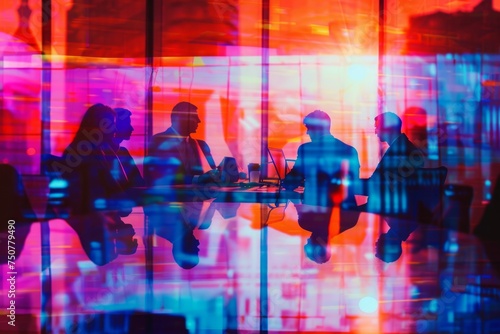business meeting by table with blurred background Generative AI