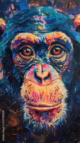 Creative Expressions. Playful Monkey Art Therapy Unleashes Wildlife's Creativity. Dive into the Jungle's Depth to Discover the Endearing Portrait © Thares2020