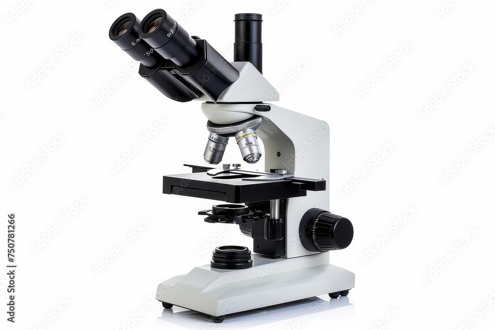 Modern microscope equipment Isolated on a white background For scientific research and discovery