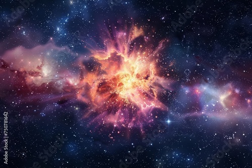 Space-themed illustration featuring a supernova explosion amidst stars Conveying the awe-inspiring vastness of the universe