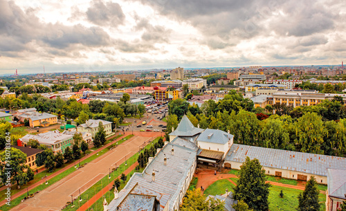 Panoramic view from above to the southern part of the city of Vologda