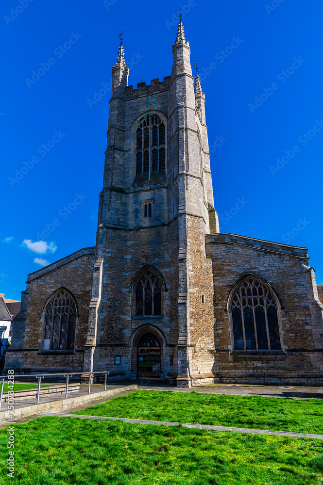 A view towards Saint Johns Church in Peterborough, UK on a bright sunny day A view towards Saint Johns Church in Peterborough, UK on a bright sunny day