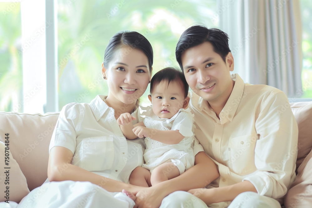 Asian family portrait with joyful and happiness at home own residence. Asian family portrait with joyful and happiness at home own residence.