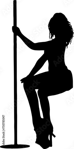 Pole Dancer Black Vector silhouette