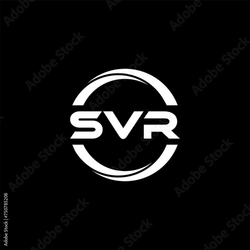 SVR letter logo design with black background in illustrator, cube logo, vector logo, modern alphabet font overlap style. calligraphy designs for logo, Poster, Invitation, etc. photo