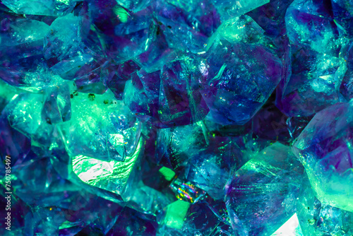 Aquamarine crystal mineral stone. Gems. Mineral crystals in the natural environment. Texture of precious and semiprecious stones. shiny surface of precious stone © Vera