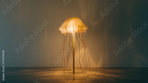 lamp with a base sculpted to look like a jellyfish  complete with a shade that diffuses light to mimic the creature s gentle glow