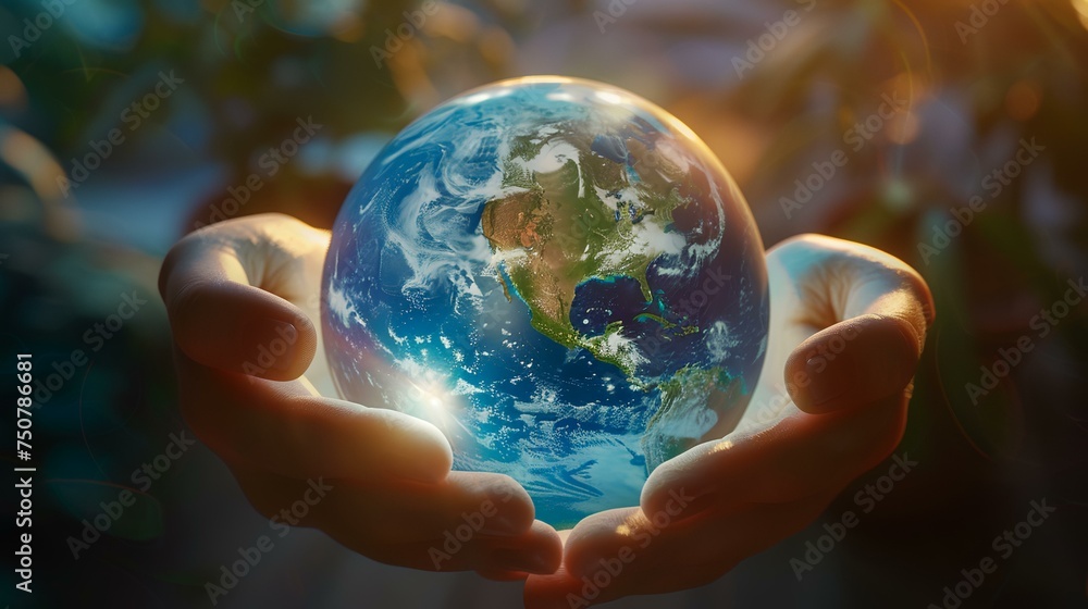 Abstract earth globe in human hands. Happy Earth Day Abstract earth globe in human hands. Happy Earth Day