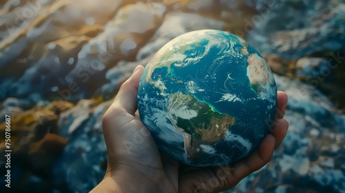 Abstract earth globe in human hands. Happy Earth Day