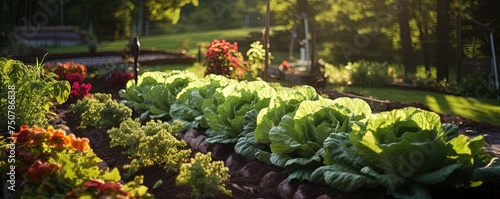 Summer garden  the technology of agriculture thrived as green leafy vegetables flourished  providing nutritious organic nutrition and embracing the eco-friendly principles of nature