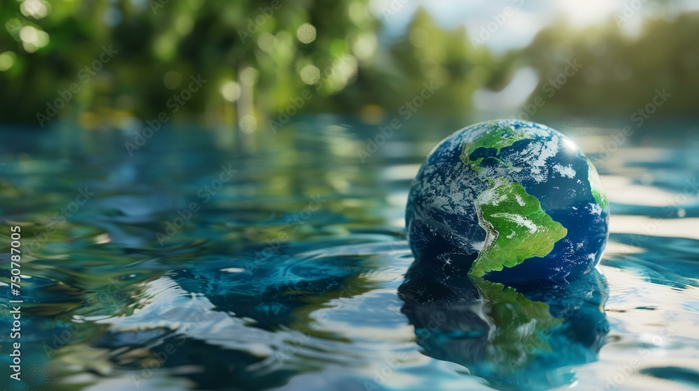 Ball shaped Earth and blue water safe nature Ball shaped Earth and blue water safe nature