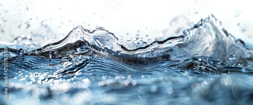 A detailed view of water splashing dynamically on a surface, capturing the movement and impact of the liquid.