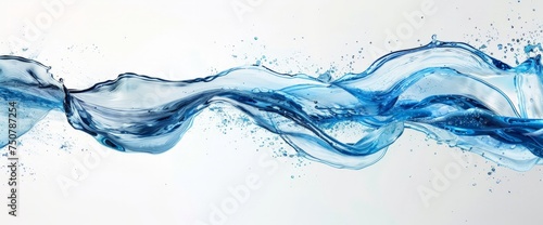 A blue wave of water with bubbles emerging from it, creating a dynamic and energetic underwater scene.