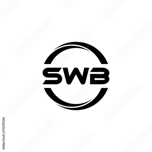 SWB letter logo design with white background in illustrator  cube logo  vector logo  modern alphabet font overlap style. calligraphy designs for logo  Poster  Invitation  etc.