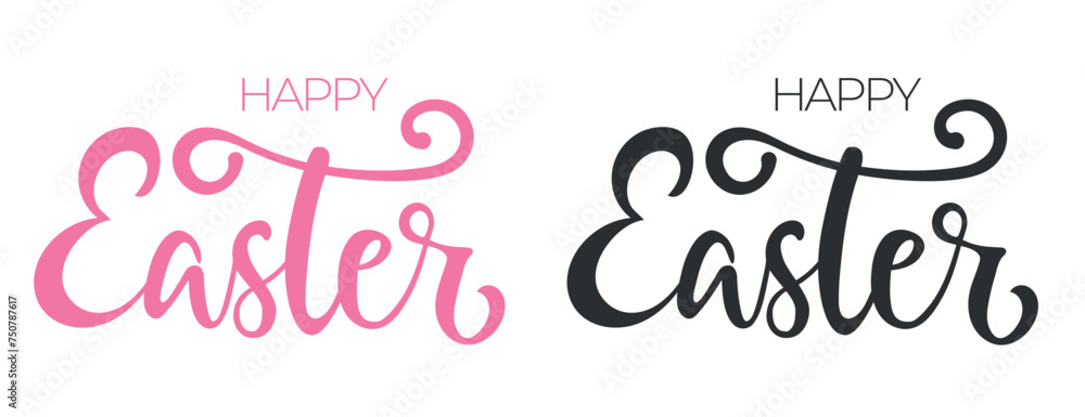 Hand drawn happy Easter calligraphy lettering. Vector Illustration design for holiday greeting card and for photo overlays, t-shirt print, flyer, poster design 