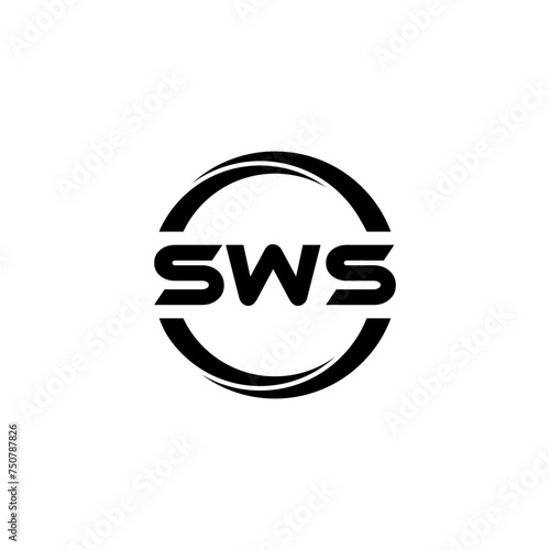 SWS letter logo design with white background in illustrator, cube logo, vector logo, modern alphabet font overlap style. calligraphy designs for logo, Poster, Invitation, etc. photo