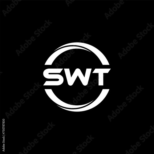 SWT letter logo design with black background in illustrator  cube logo  vector logo  modern alphabet font overlap style. calligraphy designs for logo  Poster  Invitation  etc.