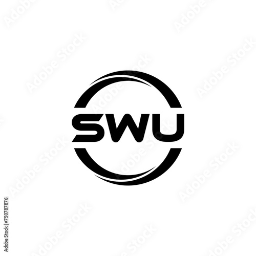 SWU letter logo design with white background in illustrator  cube logo  vector logo  modern alphabet font overlap style. calligraphy designs for logo  Poster  Invitation  etc.