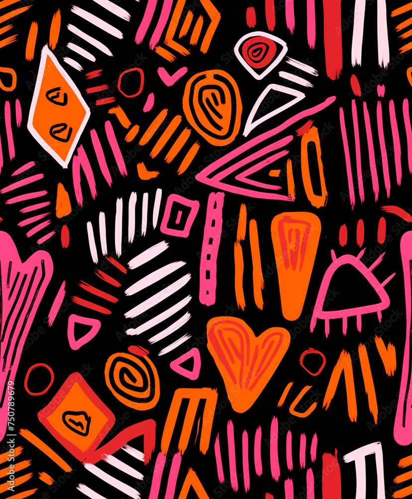 abstract tribal, linocut, valentines mud cloth, valentines day themed сreated with Generative Ai