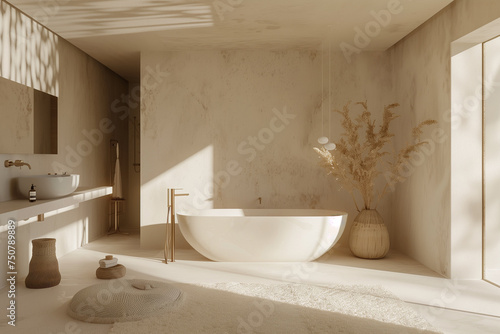 Tranquil Bathroom Ambiance  Calm Mockup with Elegant Design